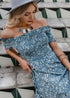 Vestido largo de verano bohemio con escote Bardot y flores Ximena